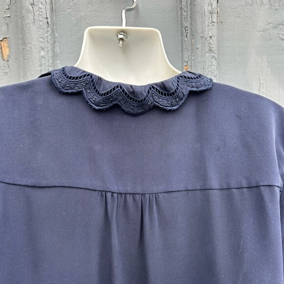 Sezane Chlo Silk Navy Blouse, size 44 - Picture 8 of 14